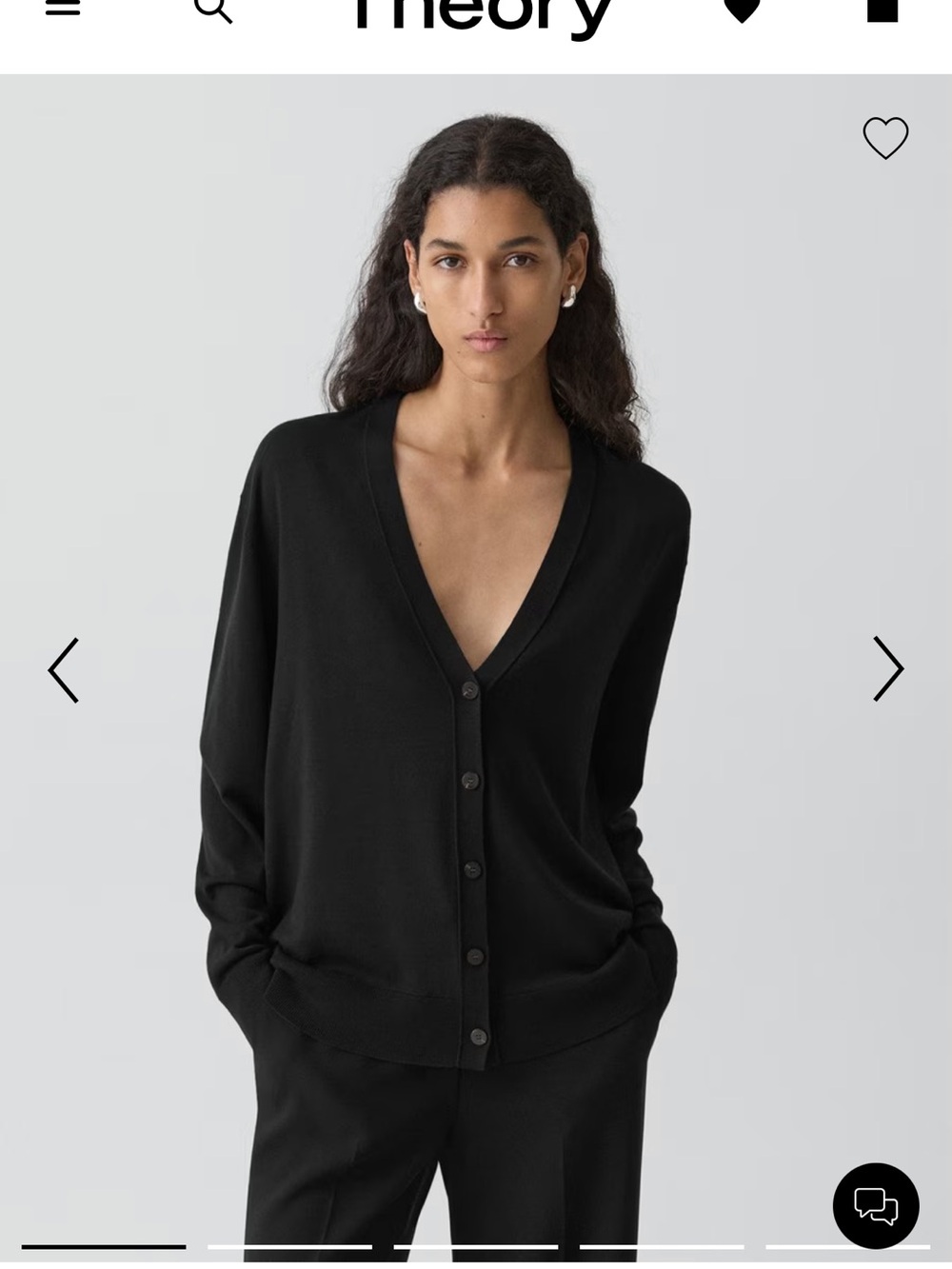 Theory Black V-Neck Button-Front Cardigan